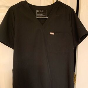 Figs Black Short Sleeve Tee Classic Crew Neck